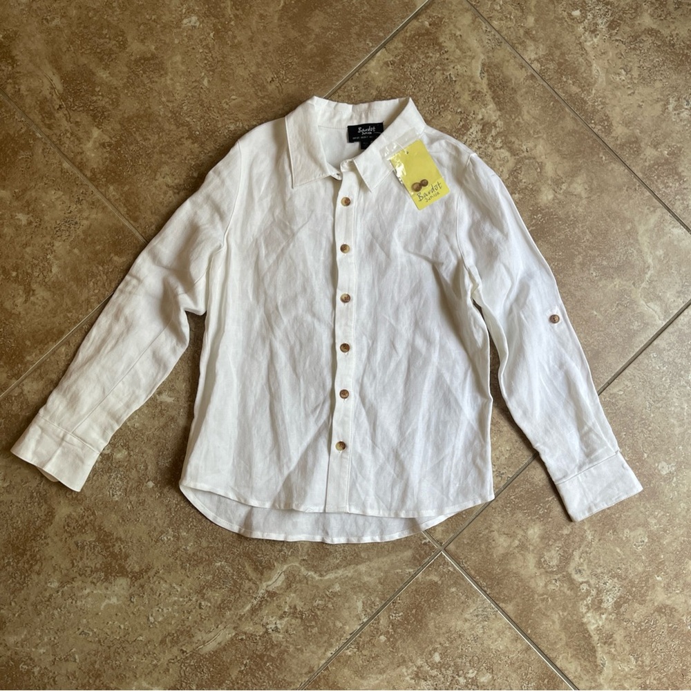 White Linen Bardot Girl’s Buttoned Shirt Size 6/7